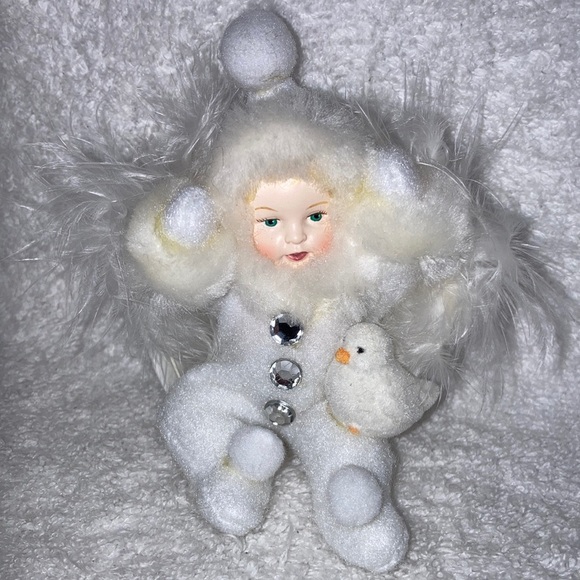 Bradford editions snow flake angel babies birds of a feather feather ornament - Picture 1 of 6